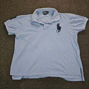 Polo Ralph Lauren Mens Big Pony Polo Shirt Light Blue Custom Fit XL Short Sleeve
